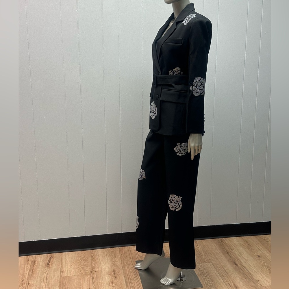 Flo Rho Black Rhinestone Detail 2pc Pants Suit - Picture 4 of 11